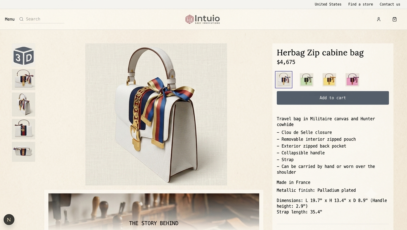 The made-to-order storefront: a product page with colourway options and build specification.